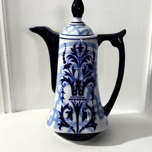 Chinoiserie Blue White Teapot Porcelain Vintage Bombay Penzance Tea For 1
